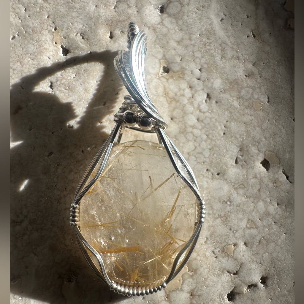Sterling Silver Rutilated Quartz Necklace Pendant